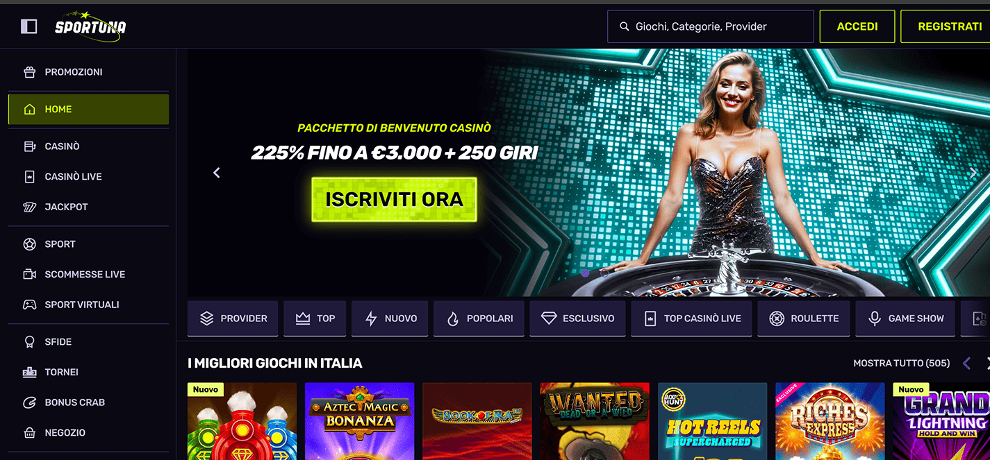 Sportuna casino senza documenti